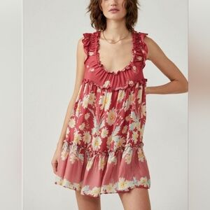 FREE PEOPLE Bali Wild Daisy Slip/Renaissance Red Combo Sz XS